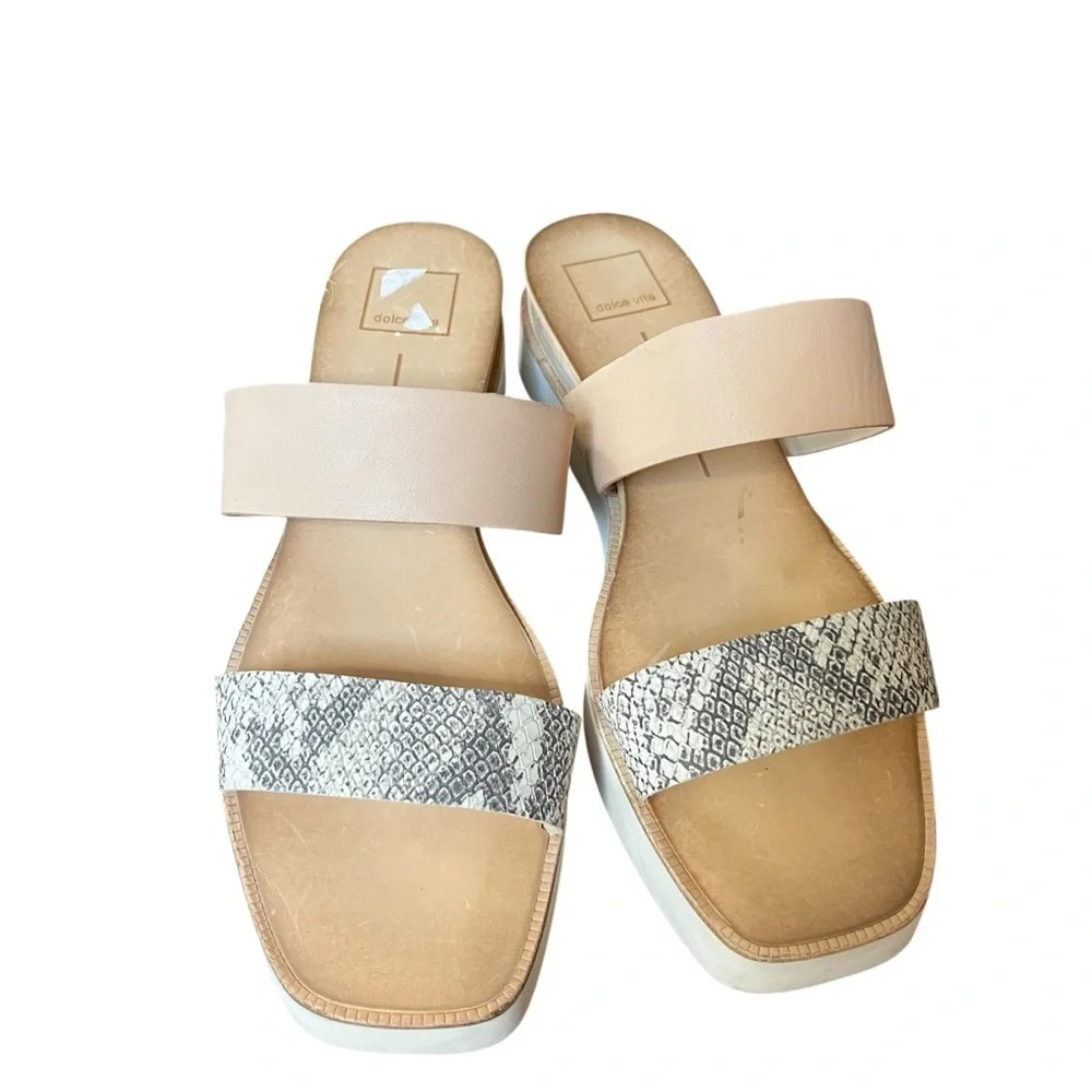 Dolce vita tan snake print wood sandals 9.5 Parni Double-Band Flatform Sandals